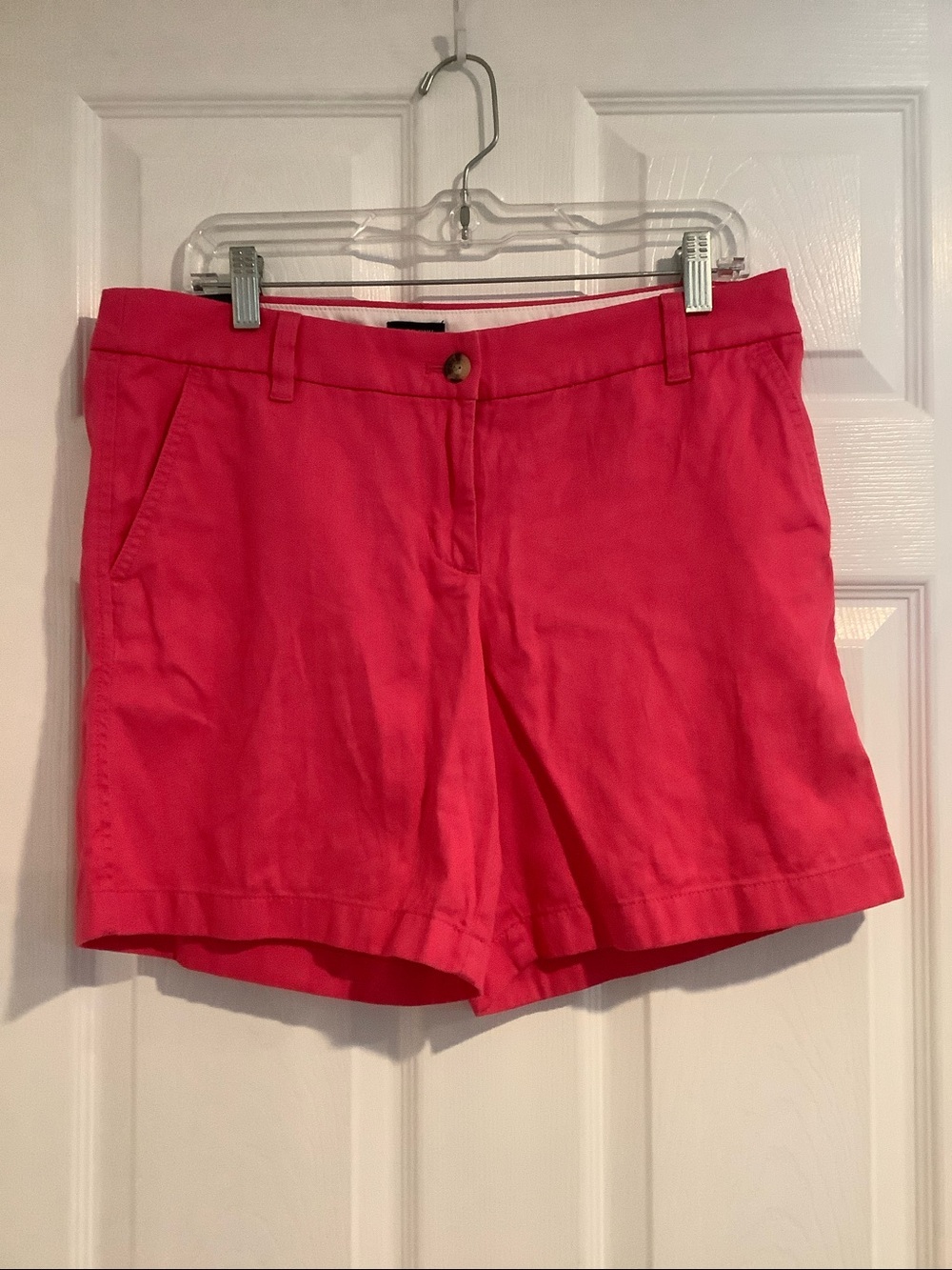 NWT J. CREW Womens Bright Pink 100% Cotton Normcore Beach Vacation 7” Shorts 8